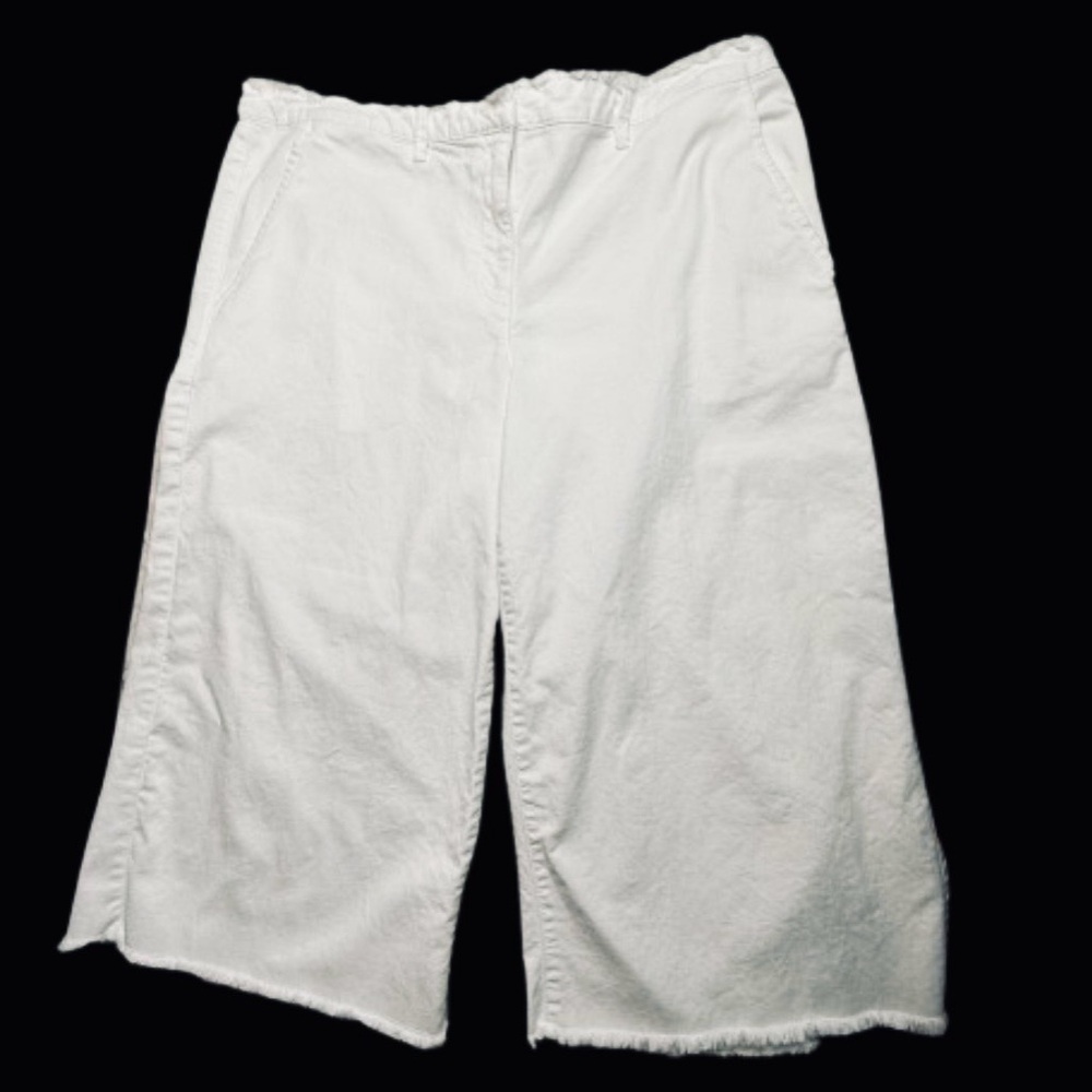 Michael Kors White Gauchos Wide Leg Capris Raw Hem Waist Excellent Condition 14😍